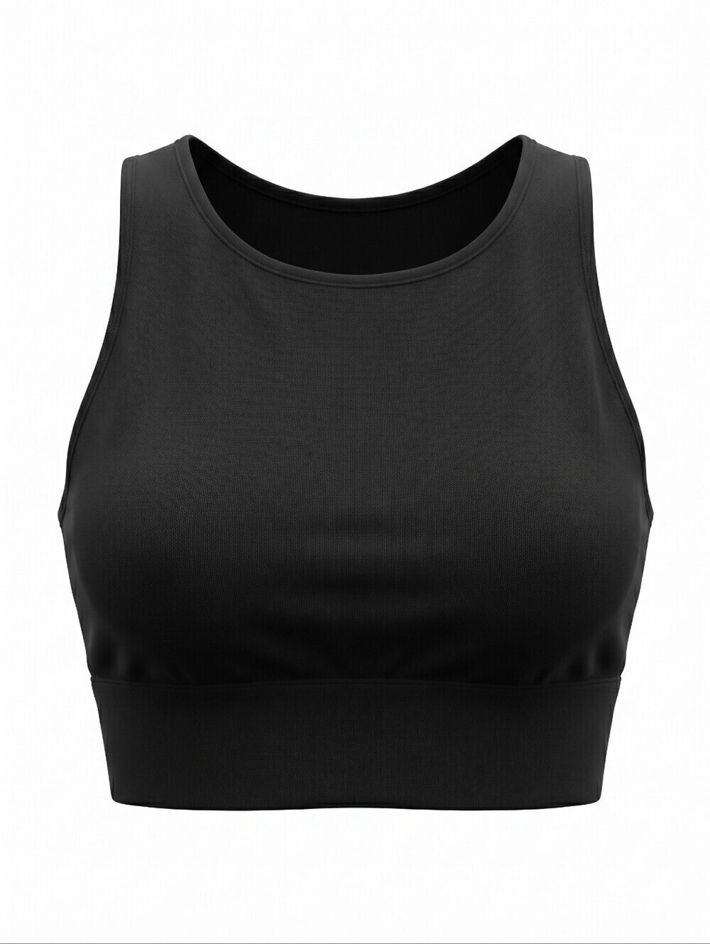 Savvi Black Textured Cropped Sports Bra Knit Athleisure Athletic Size Med